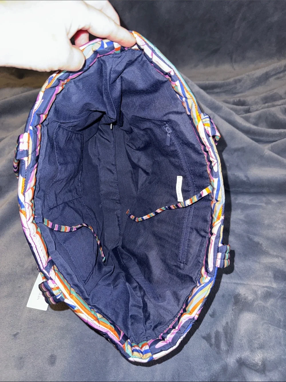 Vera Bradley Small East West Tote in Retro Ribbons